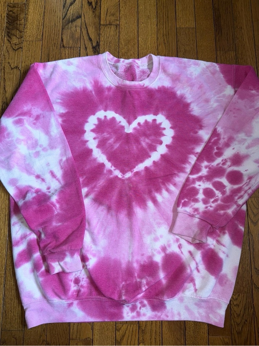 Pink Tie-Dye Heart Crewneck Sweatshirt - Women's